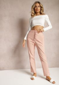 Renee - Różowe Spodnie z Regularnym Stanem Ściągane Sznurkiem Aryle. Kolor: różowy