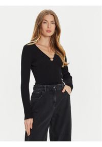 TwinSet - TWINSET Sweter 242TP3132 Czarny Slim Fit. Kolor: czarny. Materiał: wiskoza #1