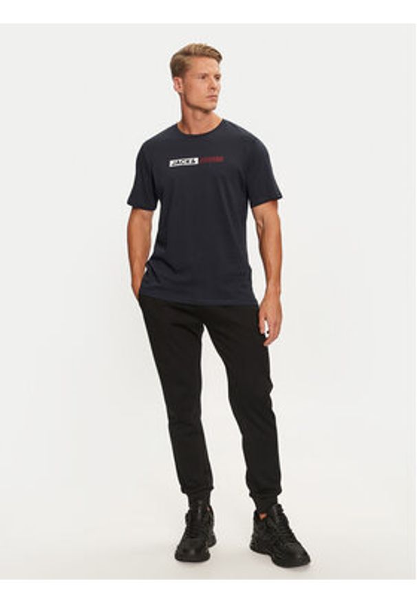 Jack & Jones - Jack&Jones T-Shirt Corp 12233999 Granatowy Standard Fit. Kolor: niebieski. Materiał: bawełna