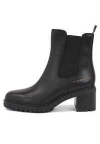 TOMMY HILFIGER - Tommy Hilfiger Botki Essential Midheel Leather Bootie FW0FW07523 Czarny. Kolor: czarny