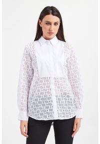 Karl Lagerfeld - KOSZULA KARL LAGERFELD. Typ kołnierza: kołnierzyk klasyczny. Materiał: koronka, tkanina. Wzór: ażurowy, haft, gładki. Styl: klasyczny