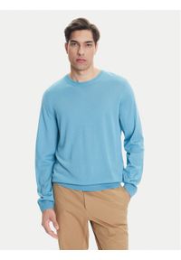 BOSS Sweter Leno-P 50468239 Błękitny Slim Fit. Kolor: niebieski. Materiał: wełna
