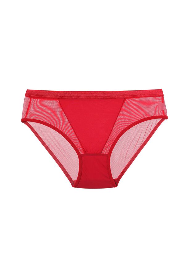 Intica - Majtki z przezroczystym klinem na co dzień Malve. Kolor: czerwony. Materiał: tkanina, materiał, skóra