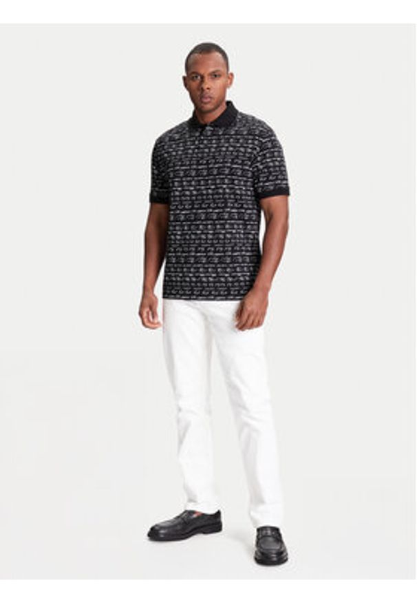 Karl Lagerfeld - KARL LAGERFELD Polo 745120 553225 Czarny Regular Fit. Typ kołnierza: polo. Kolor: czarny. Materiał: bawełna