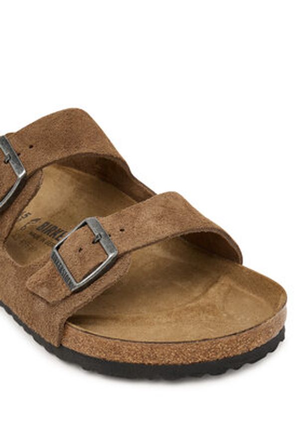 Birkenstock Klapki Arizona 1032678 Beżowy ciemny. Kolor: beżowy. Materiał: zamsz, skóra