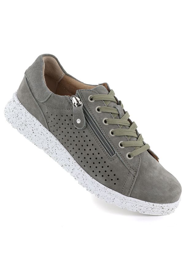 Skórzane półbuty damskie ażurowe na platformie zielone M.Daszyński 26PB17-04. Kolor: zielony. Materiał: skóra. Szerokość cholewki: normalna. Wzór: ażurowy. Obcas: na platformie