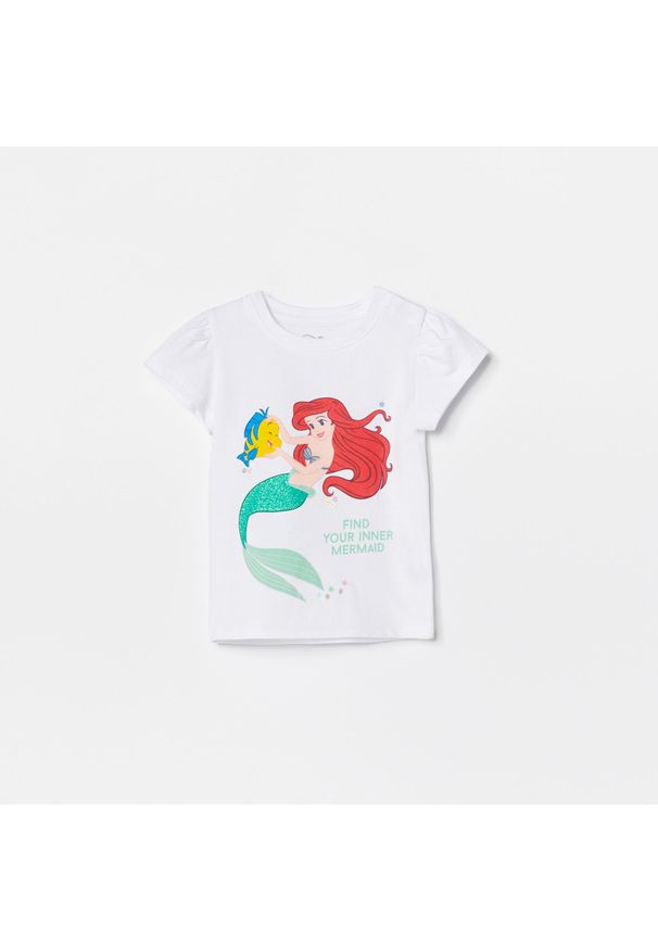 Reserved - Bawełniany t-shirt z księżniczką Ariel - Biały. Kolor: biały. Materiał: bawełna