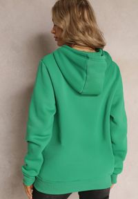 Renee - Zielona Klasyczna Bluza z Kieszenią i Kapturem oraz Nadrukiem Asolita. Kolor: zielony. Materiał: bawełna, polar. Wzór: nadruk. Styl: klasyczny #4
