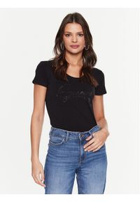 Guess T-Shirt Adelina W3RI14 J1314 Czarny Slim Fit. Kolor: czarny. Materiał: bawełna