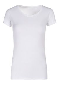 Born2be - Biały T-shirt Leucypise. Okazja: do pracy, na co dzień. Kolor: biały. Materiał: jeans, bawełna, dzianina, jersey. Długość rękawa: krótki rękaw. Styl: casual