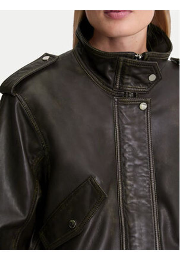 Marc O'Polo Kurtka skórzana 508 7018 73009 Brązowy Regular Fit. Typ kołnierza: polo. Kolor: brązowy. Materiał: skóra