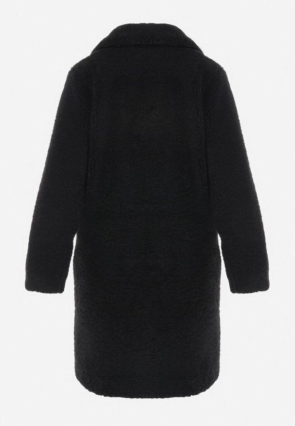 Born2be - Czarny Płaszcz Futrzany Teddy Gavi. Okazja: na co dzień, na spacer. Kolor: czarny. Materiał: futro. Sezon: zima. Styl: klasyczny, elegancki, casual