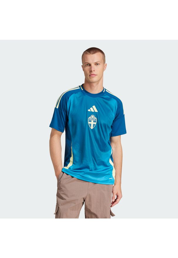 Adidas - Koszulka Sweden 25 (Women's Team) Away. Kolor: niebieski. Materiał: materiał. Sport: piłka nożna