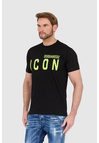 DSQUARED2 Czarny t-shirt męski z neonowym logo icon. Kolor: czarny