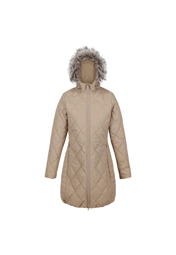 Regatta - Damski płaszcz turystyczny zimowy pikowany Fritha II. Kolor: biały. Sezon: zima. Sport: turystyka piesza