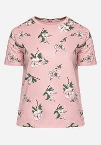 Born2be - Różowy T-shirt Koszulka z Krótkim Rękawem w Kwiaty Henubia. Okazja: na co dzień. Kolekcja: plus size. Kolor: różowy. Materiał: materiał. Długość rękawa: krótki rękaw. Długość: krótkie. Wzór: kwiaty. Styl: casual, elegancki #2