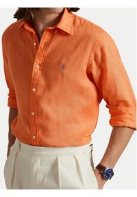 Polo Ralph Lauren Koszula 710968915009 Pomarańczowy Slim Fit. Typ kołnierza: polo. Kolor: pomarańczowy. Materiał: len
