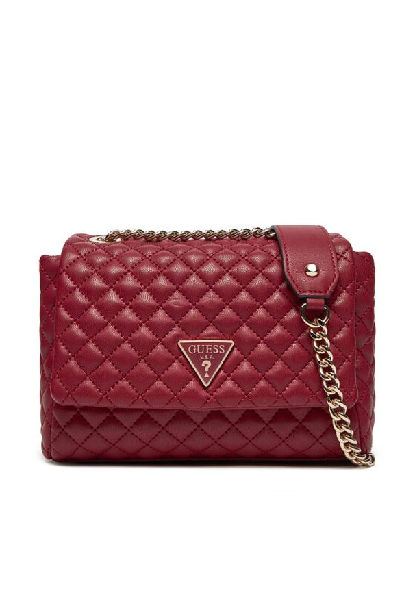 Guess Torebka HWEQG9 54121 Bordowy. Kolor: czerwony. Materiał: skórzane