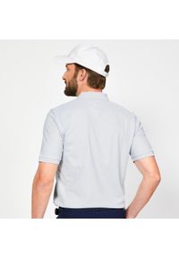 INESIS - Koszulka polo do golfa z krótkim rękawem męska Inesis WW500. Typ kołnierza: golf, polo. Kolor: szary. Materiał: materiał, poliester. Długość rękawa: krótki rękaw. Długość: krótkie. Wzór: ze splotem