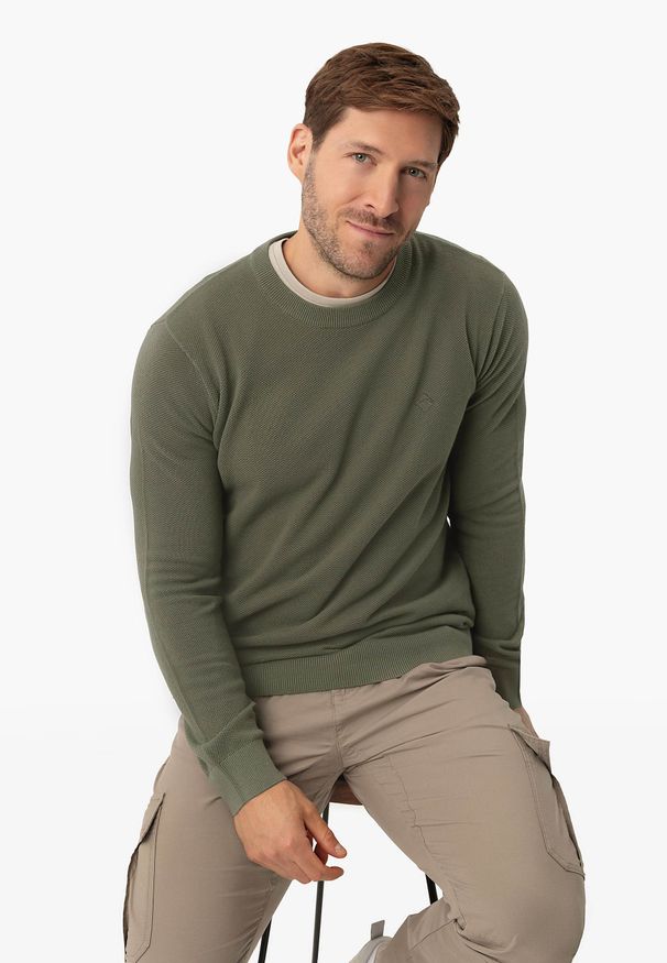 Volcano - Bawełniany sweter S-LOGAN. Materiał: bawełna. Wzór: gładki, jednolity, haft. Styl: klasyczny