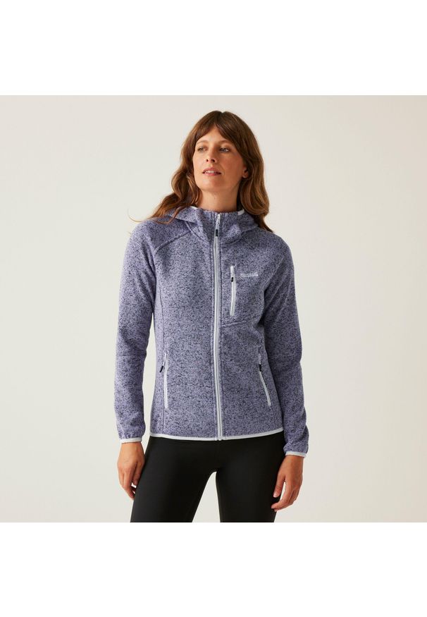 Regatta - Damski polar z kapturem Newhill na zamek błyskawiczny. Typ kołnierza: kaptur. Kolor: różowy. Materiał: polar. Sport: turystyka piesza