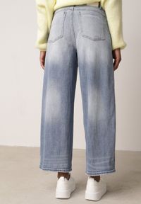 Born2be - Niebieskie Jeansy Szerokie Wysoki Stan z Bawełną i Ozdobnym Łańcuchem Antiolea. Stan: podwyższony. Kolor: niebieski. Styl: elegancki, klasyczny #5