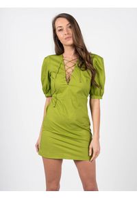 Patrizia Pepe Sukienka | 2A2343 A9B9 | Kobieta | Zielony. Kolor: zielony. Materiał: bawełna. Wzór: aplikacja. Typ sukienki: dopasowane. Długość: mini #4
