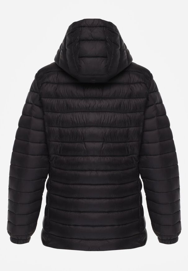 Renee - Czarna Pikowana Kurtka Przejściowa z Kapturem z Możliwością Odpięcia Feziel. Typ kołnierza: kaptur. Kolor: czarny. Materiał: jeans. Styl: elegancki