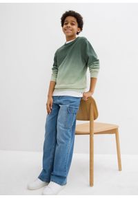 bonprix - Sweter z dzianiny o splocie drobnych oczek, w cieniowanym kolorze. Kolor: zielony. Materiał: dzianina. Wzór: ze splotem #3