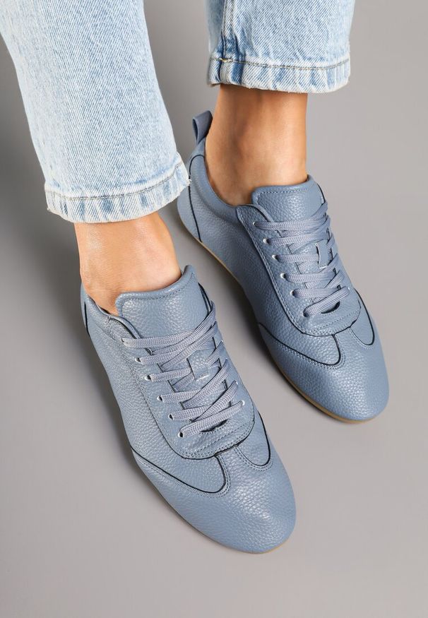 Renee - Niebieskie Tenisówki bez Zdobień z Ekoskóry Verillis. Kolor: niebieski. Materiał: jeans. Wzór: aplikacja