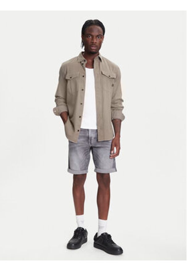 G-Star RAW - G-Star Raw Szorty jeansowe 3301 D10481-D535 Szary Slim Fit. Kolor: szary. Materiał: bawełna