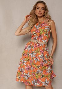 Renee - Pomarańczowa Sukienka Fierena. Kolor: pomarańczowy. Materiał: tkanina. Sezon: lato #5