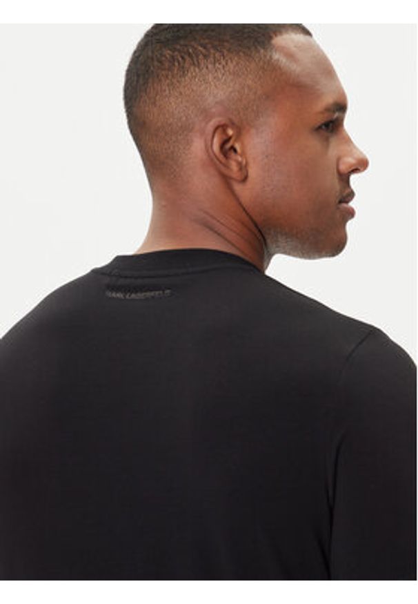 Karl Lagerfeld - KARL LAGERFELD T-Shirt 755032 554221 Czarny Regular Fit. Typ kołnierza: dekolt w karo. Kolor: czarny. Materiał: bawełna