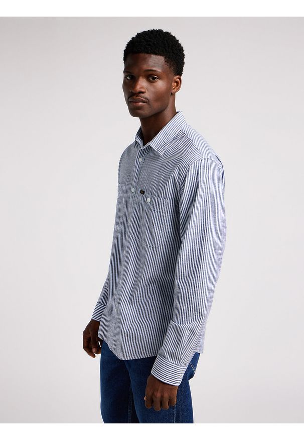 Lee - LEE MĘSKA KOSZULA LEE WORKER SHIRT 2.0 INDIGO HICKORY 112349939