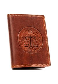 Portfel skórzany Peterson znak zodiaku PTN N4-EBS brązowy. Kolor: brązowy. Materiał: skóra