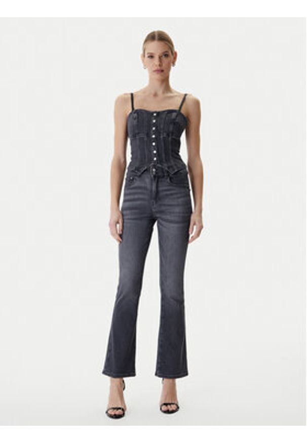 Guess Top W6RH80 D6921 Szary Slim Fit. Kolor: szary. Materiał: bawełna