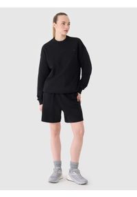 4f - 4F Bluza dresowa nierozpinana bez kaptura uniseks - czarna S. Okazja: na co dzień. Typ kołnierza: bez kaptura. Kolor: czarny. Materiał: dresówka. Wzór: gładki, ze splotem. Styl: klasyczny, sportowy, casual