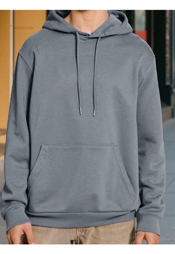 Sinsay - Bluza hoodie basic - niebieski. Kolor: niebieski