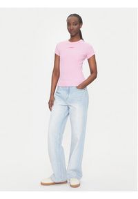 Tommy Jeans T-Shirt Script Label DW0DW21402 Różowy Slim Fit. Kolor: różowy. Materiał: bawełna #3
