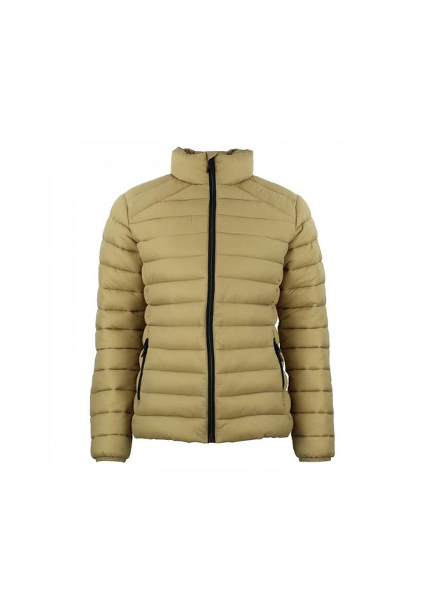 PEAK MOUNTAIN - Damska kurtka puchowa bez kaptura Peak Mountain Fine. Typ kołnierza: bez kaptura. Kolor: beżowy, wielokolorowy, brązowy. Materiał: puch. Sport: turystyka piesza