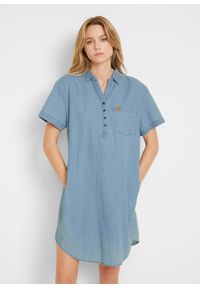 bonprix - Sukienka dżinsowa, krótki rękaw. Kolor: niebieski. Długość rękawa: krótki rękaw. Sezon: lato #1
