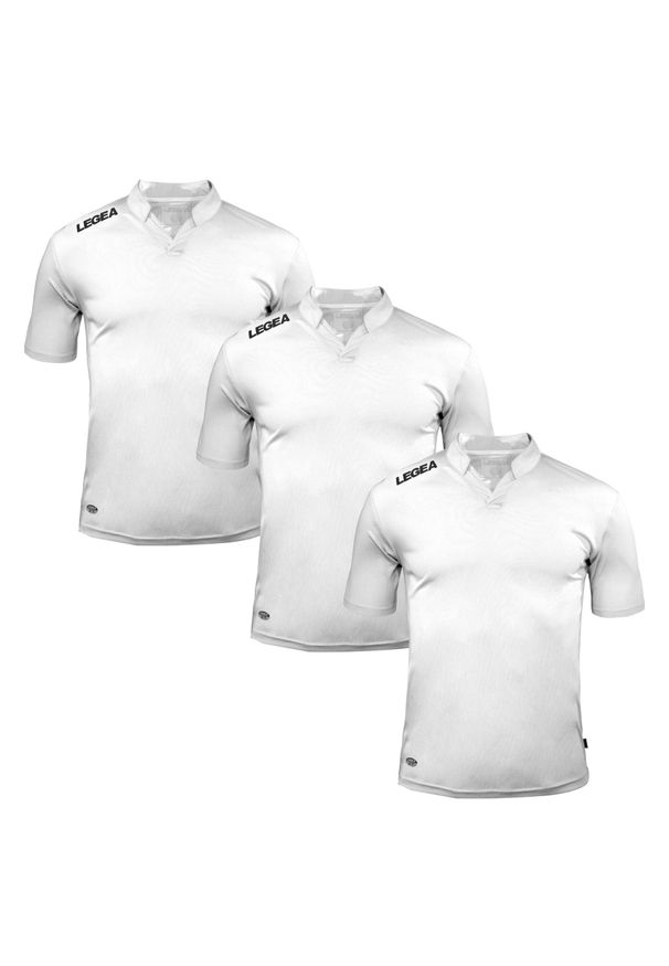LEGEA - 3 koszulki piłkarskie AJACCIO białe. Kolor: biały. Długość rękawa: krótki rękaw. Długość: krótkie. Wzór: haft. Sport: piłka nożna