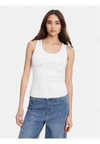 Guess Top W5YP00 KCXJ2 Biały Regular Fit. Kolor: biały. Materiał: syntetyk