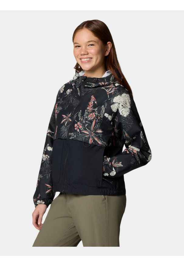 columbia - Wiatrówka damska Columbia Spire Valley Printed. Kolor: czarny. Materiał: softshell. Sport: turystyka piesza
