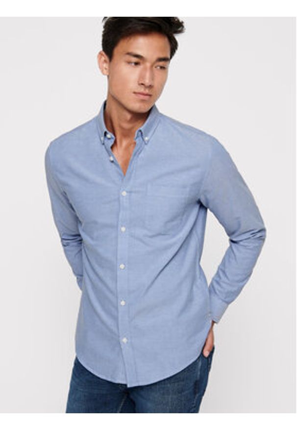 Only & Sons Koszula Alvaro 22006479 Niebieski Slim Fit. Kolor: niebieski. Materiał: bawełna
