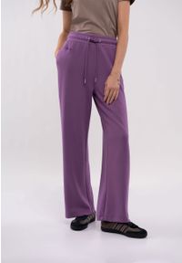 Volcano - Luźne spodnie dresowe N-LILU. Kolor: fioletowy. Materiał: dresówka. Wzór: haft, gładki, napisy #1