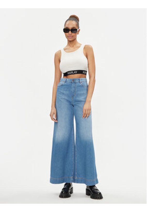 Replay Top W3782C.000.23687P Écru Slim Fit. Materiał: bawełna