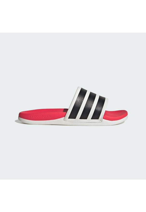 Adidas - Klapki Adilette Comfort 2.0. Kolor: czerwony, czarny, wielokolorowy, biały. Styl: klasyczny, sportowy