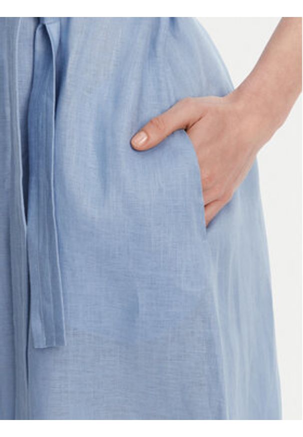 Max Mara Leisure Sukienka koszulowa Salute 2516221028 Błękitny Regular Fit. Kolor: niebieski. Materiał: len. Typ sukienki: koszulowe