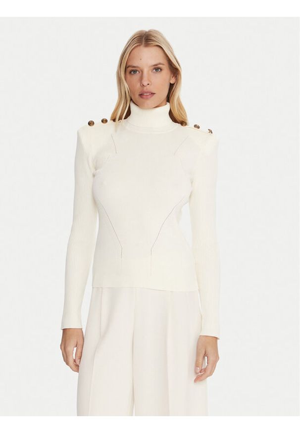 Gaudi Golf 521FD53037 Écru Regular Fit. Typ kołnierza: golf. Materiał: wiskoza, syntetyk